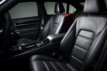 Black interior details of a modern luxury car