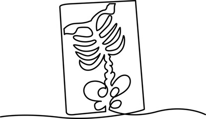 Wall Mural - Chest x-ray icon. A simple line drawing of the bones of the thorax on an X-ray. Isolated vector on white background.