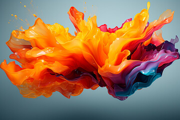 Poster - abstract background of colorful ink in water