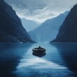 Ein Boot treibt einsam auf glasigem, blauem See