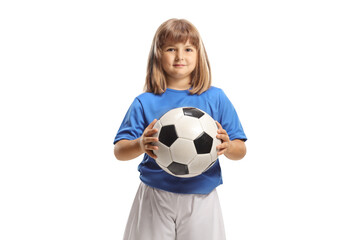 Sticker - Girl in football clothes holding a ball