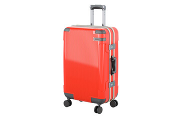 Poster - Red suitcase, 3D rendering isolated on transparent background