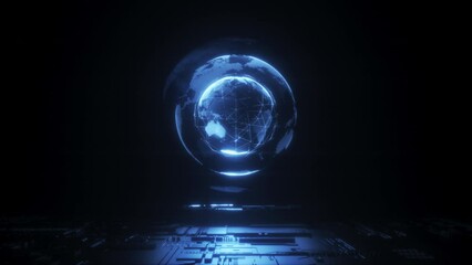 Rotating Futuristic Earth HUD Loop