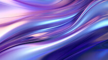 Abstract Background 3D, Shiny Plastic Waves With Purple Blue Textures And Lights Interesting Lustrous Liquid Wavy Texture, 3D Render Illustration. 