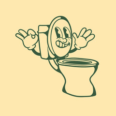 Vintage character design of toilet bowl II