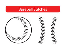 Baseball Stitches  On A White Background, Vector Illustration.