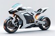a white super sports motorcycle on a gray background. ai generative