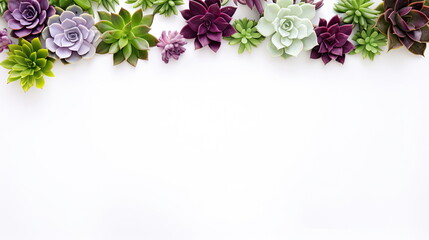 Wall Mural - header with succulent plants on a white background