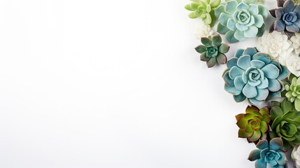 Wall Mural - header with succulent plants on a white background