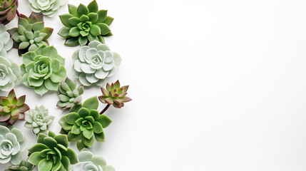 Wall Mural - header with succulent plants on a white background