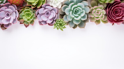 Wall Mural - header with succulent plants on a white background