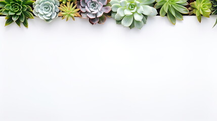 Wall Mural - header with succulent plants on a white background