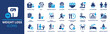 © Icons-Studio - Weight loss icon set. Containing diet, manage weight, calories, healthy eating, cardio, fat burning, meal planning, body measurement and exercise icons. Solid icon collection. Vector illustration.