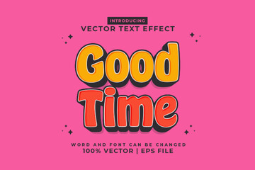 editable text effect good time 3d cartoon style premium vector