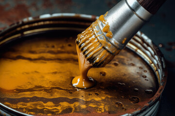 a close-up of a rusted metal surface being greased with industrial grease to stop corrosion