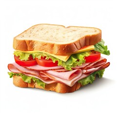 Wall Mural - Sandwich with ham . Ai. Cutout on white