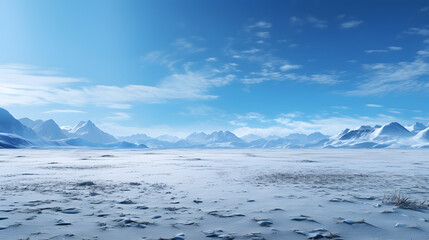 Wall Mural - beautiful winter landscape with snow-capped mountains and blue sky