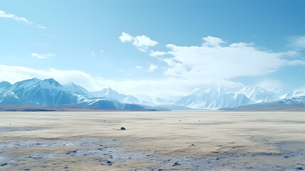 Wall Mural - beautiful winter landscape with snow-capped mountains and blue sky