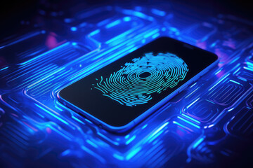 Wall Mural - Fingerprint Scanning Security System Concept Abstract Background
