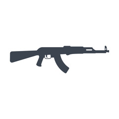 Wall Mural - Silhouette of kalashnikov rifle vector. Drawing of gun, rifle on white background. Weapons, military concept