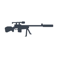 Wall Mural - Silhouette of sniper rifle vector. Drawing of gun on white background. Weapon concept