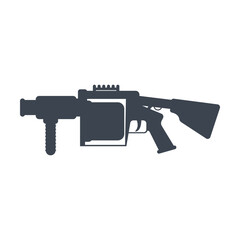 Wall Mural - Silhouette of grenade launcher vector. Drawing of gun on white background. Weapons, military concept