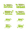 © Maria - Eco, bio, organic, vegan and natural products sticker, label, badge and logo. Ecology icon. Logo template with green leaves for organic and eco friendly products. Vector illustration