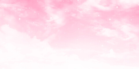 Background with clouds on pink sky. Pink sky image. Vector background