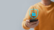 © Thapana_Studio - Cyber ​​security and data protection, businessman using smartphone internet network security, protect business and financial transaction data from cyber attack, user private data security encryption.