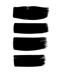 Wall Mural - Grunge paint brush strokes vector. Black paintbrush collection isolated on white background