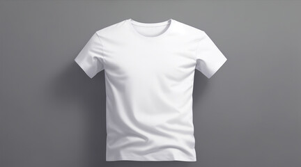 Wall Mural - White t shirt mockup isolated on gray background. Generative AI.