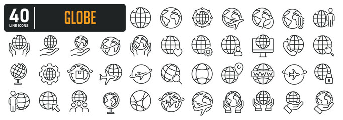 Wall Mural - globe simple minimal thin line icons. related earth, globe, environment, communication. editable str