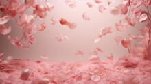 Pink Rose Petals On Pink Pale Background. 