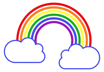 Wall Mural - Cloud with rainbow. Rainy weather symbol. Color icon