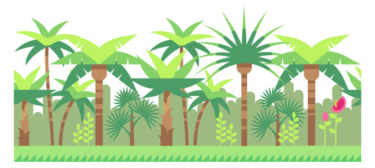 Canvas Print - Tropical forest landscape. Green palm trees background