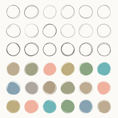 Sticker - Hand drawn line and brush painted circles with place for your text, vector eps10 illustration
