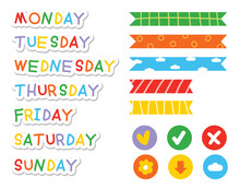 Colorful Stickers For Daily Planner, Element, Reminder, Note, Day, Tape