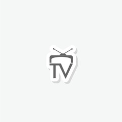 Sticker -  TV icon logo sticker isolated on white