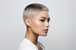 Woman With High And Tight Haircut On White Background