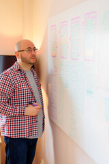 Casual man getting ready for project presentation