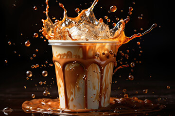 Coffee splash in paper cup