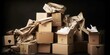 Cardboard boxes, paper scrap,  paper garbage, for paper recycling or reuse. Generative AI, Generative AI