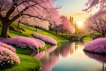 Wall Mural - spring in the park generated ai