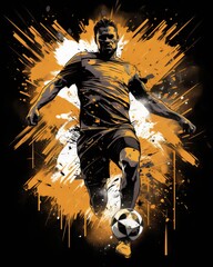Wall Mural - Energetic football T-Shirt design: capturing intensity and passion with adrenaline-fueled artistry, Generative AI