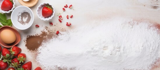 Canvas Print - Mock Up With White Paper With Space For Text, Around Ingredients For Baking Cakes. Concept Cooking With