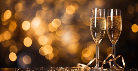 Champagne on dazzling gold background