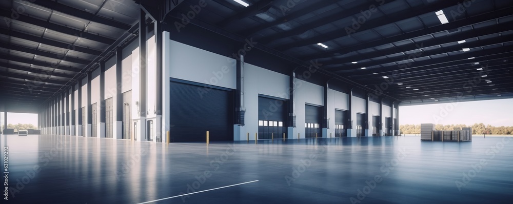 Offloading Gates Modern warehouse, logistics or shipment management center. A really ...