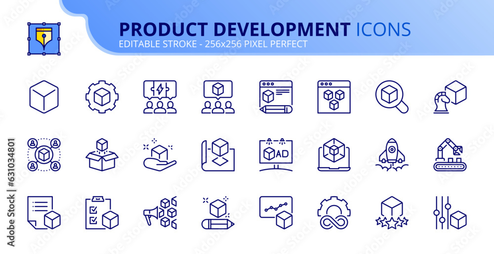 Product Development Computer Icon Simple Simple set of outline icons about product development Stock Vector ...
