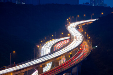 Canvas Print - Overpass highway though the city