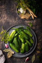 Ingredients for pickled or marinated cucumber